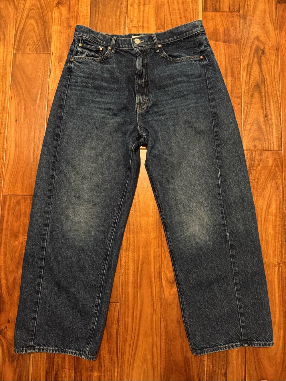 MOTHER Wide Leg Jeans in Medium Blue Denim - Picture 4 of 16